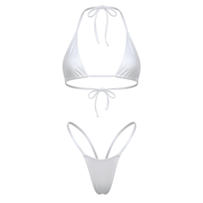 White G String Thong Mini Tri - Kini Set - GrlFriday Shop