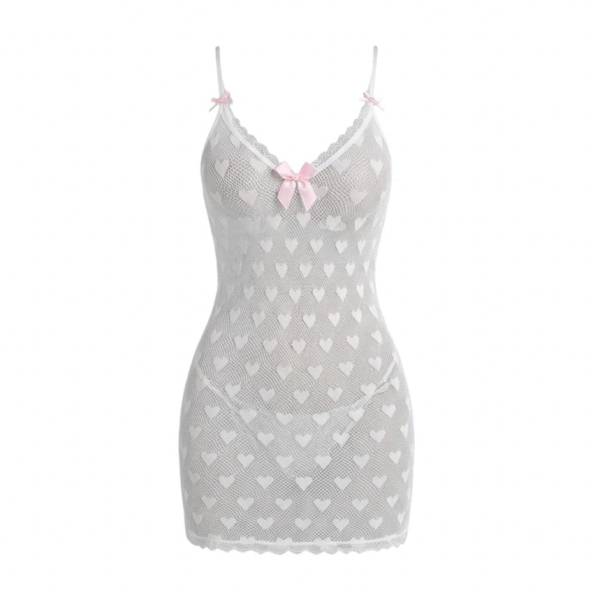 White Heart Mesh Fairycore Mini Dress - Butterfly Back - GrlFriday Shop