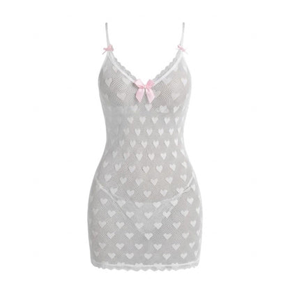 White Heart Mesh Fairycore Mini Dress - Butterfly Back - GrlFriday Shop