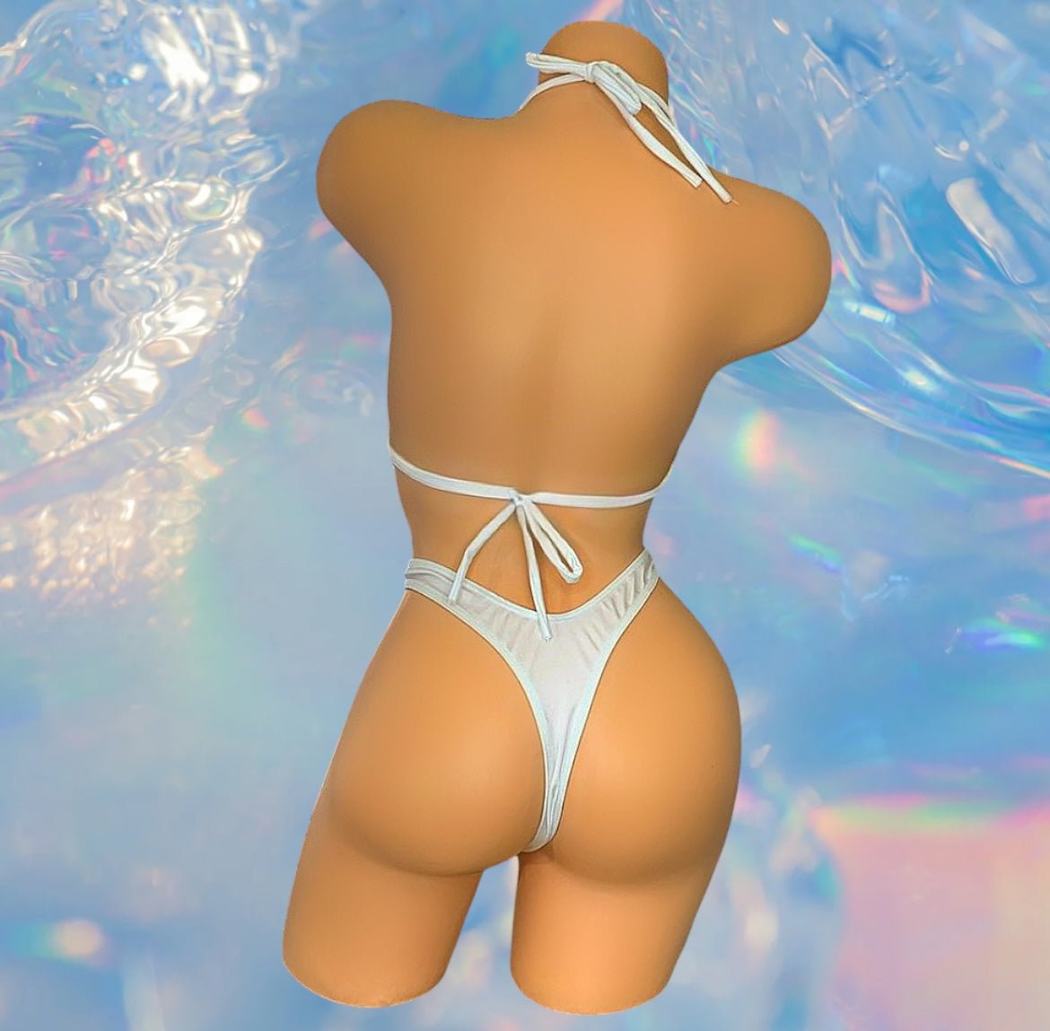 White Retro High Cut Thong Tri - Kini Set - String Bikini - GrlFriday Shop